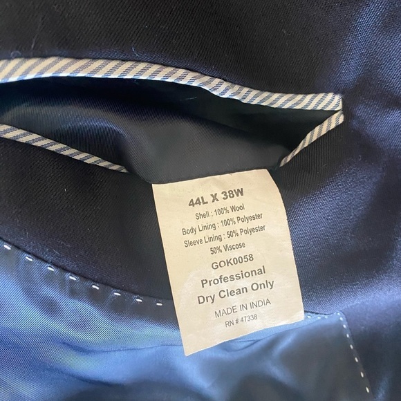 Tommy Hilfiger Mens Wool Navy Blue Long Jacket Blazer Modern Fit Sz 44R - Picture 11 of 11